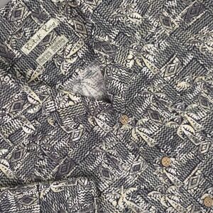 Vintage Batik Bay Shirt Mens Medium Brown Taupe Hawaiian Silk Rayon Palm Y2K